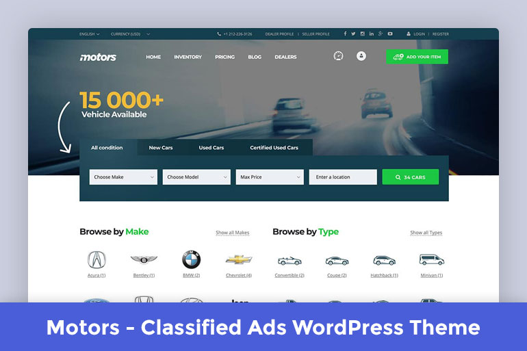 Motors - Car Dealer, Rental & Listing WordPress theme